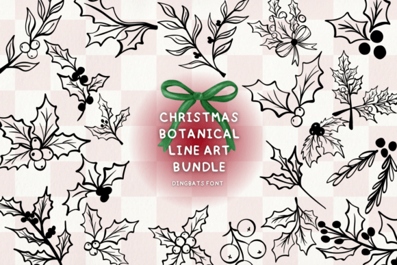 Christmas Botanical Line Art Font